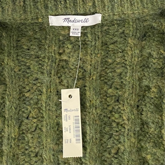 Madewell New Wool Pointelle Chunky Cable Knit Fisherman Cardigan - Picture 7 of 14